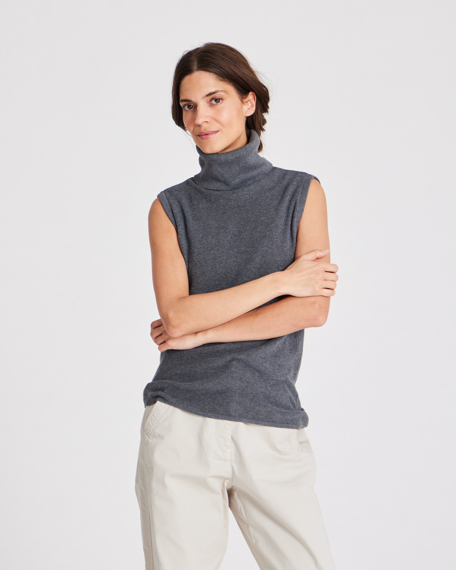 GAI+LISVA Tanja Knit Top GOTS 243975 Knit 605 Dark Grey