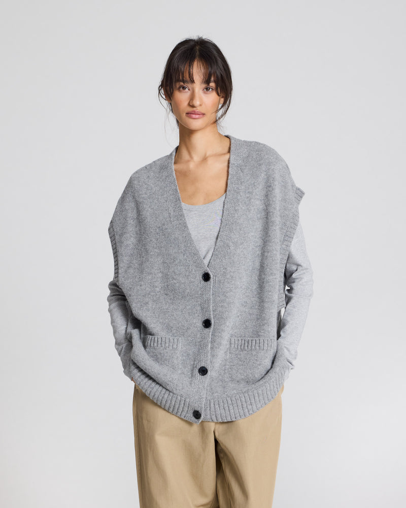 GAI+LISVA Thea Lambswool Vest GOTS 243975 Knit 602 Grey Melange