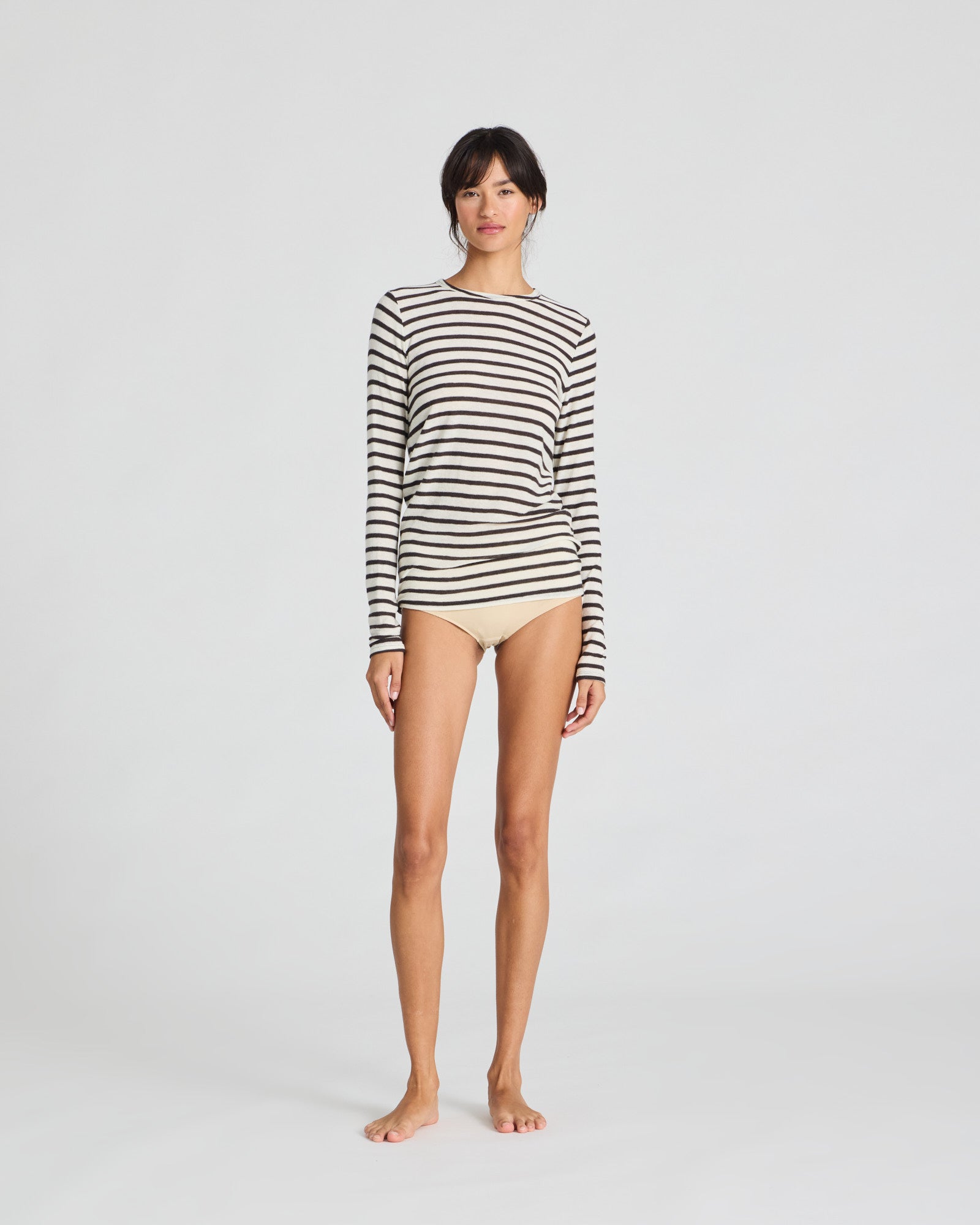 GAI+LISVA Thyra Wool Top Tops & T-shirts 709 Reverse Dark Brown Stripe