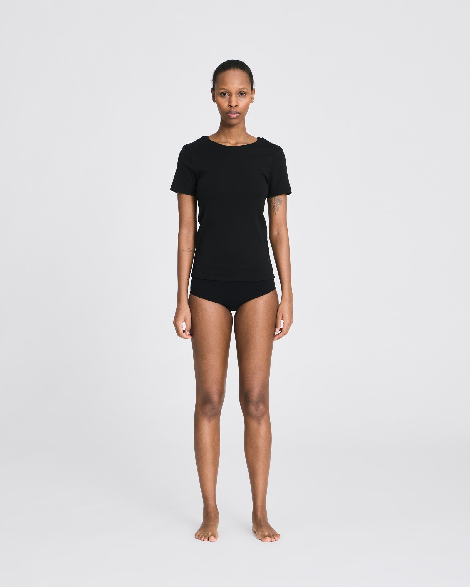 Trille Cotton Top 1x1 Rib Tee GOTS - Black