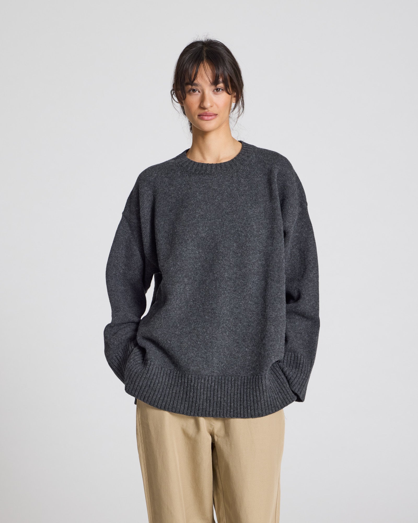 GAI+LISVA Vigga Lambswool Jumper Knit 605 Dark Grey Melangè