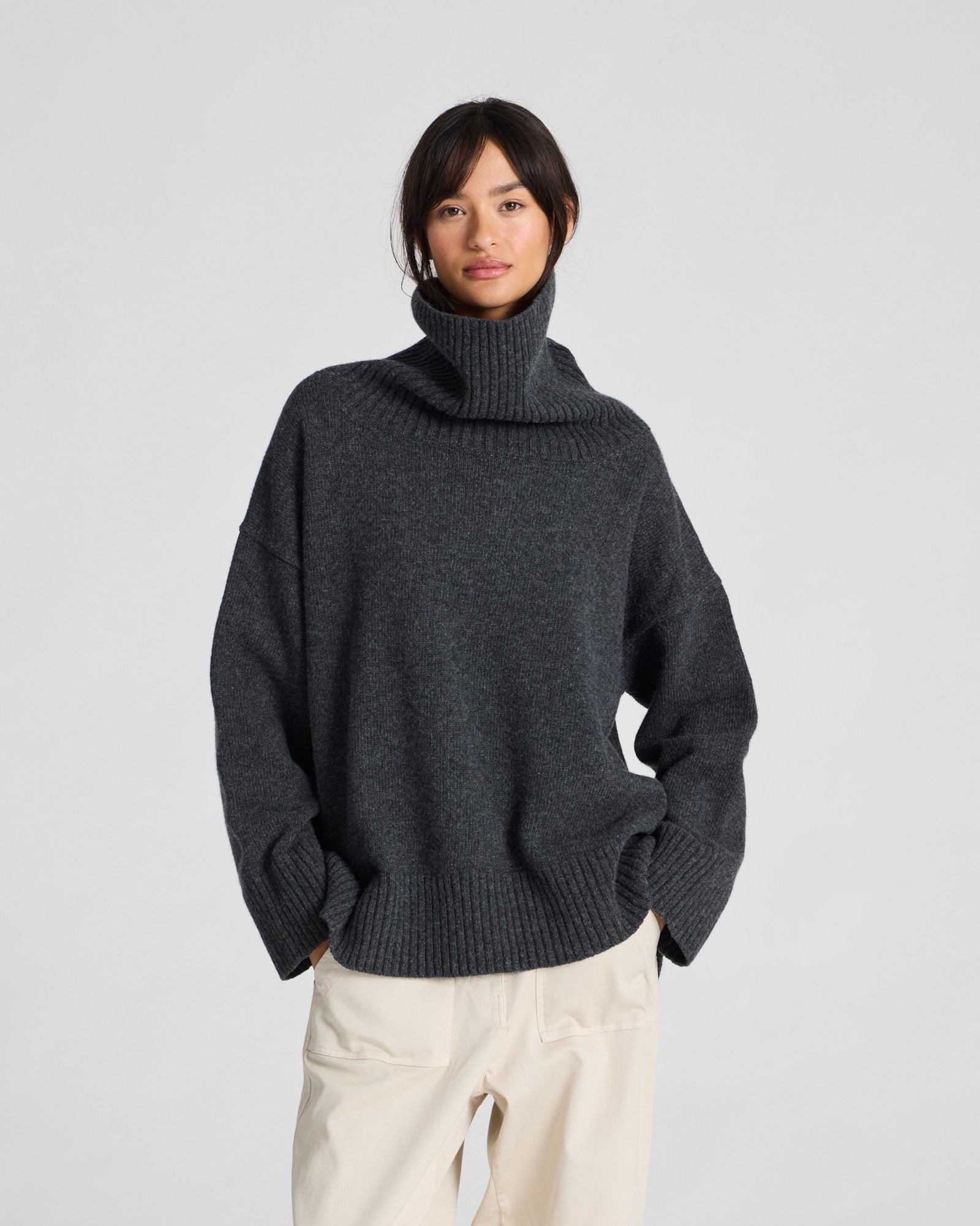 GAI+LISVA Vita Lambswool Jumper Knit 605 Dark Grey Melangè