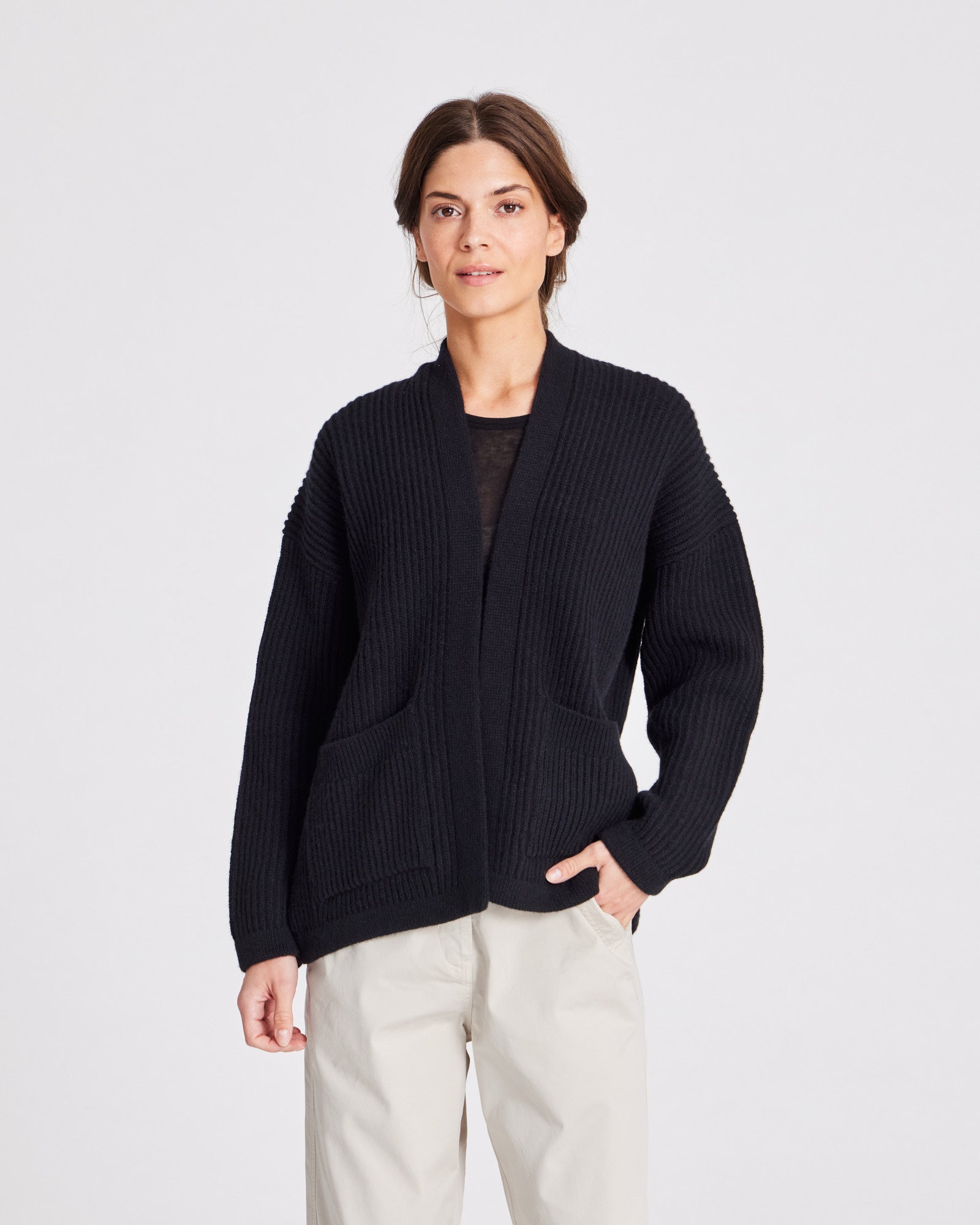 GAI+LISVA Mette Cardigan Lambswool Knit GOTS Knitwear 650 Black