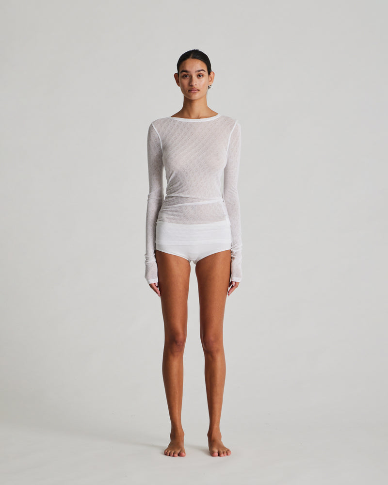 Luxury Stretch Tulle Shorts in Off-White