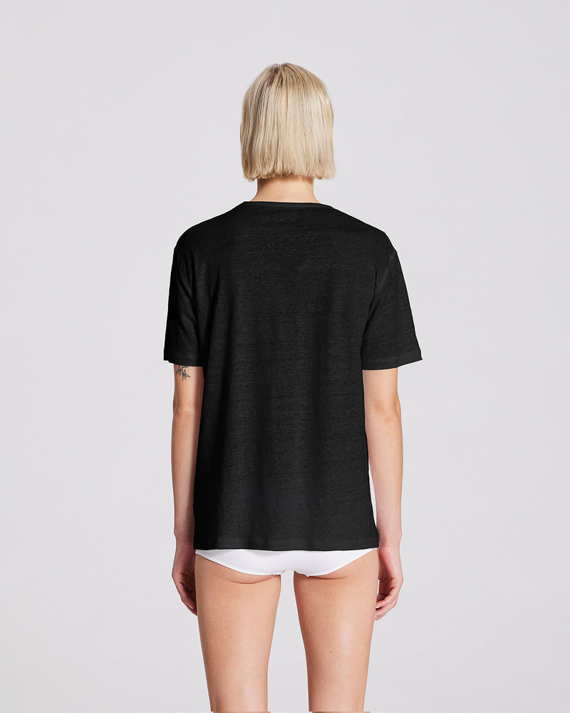 GAI+LISVA Nynne Linen Tee shirt Top 650 Black
